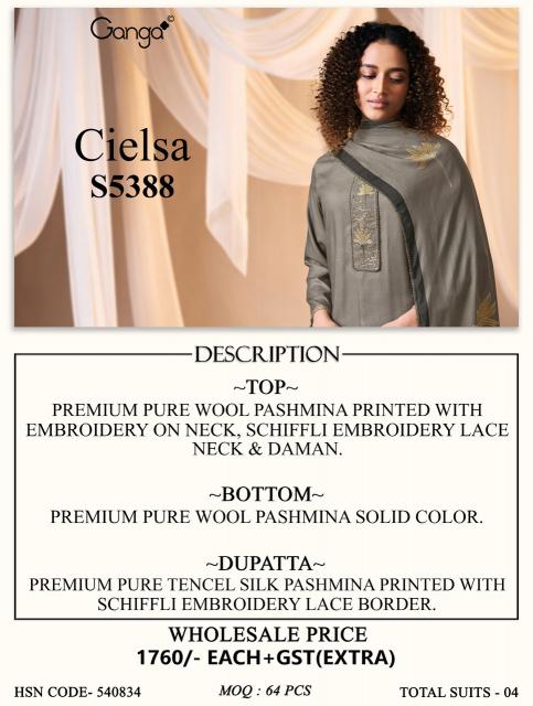 Ganga cielsa 5388 wholesale churidar dress material